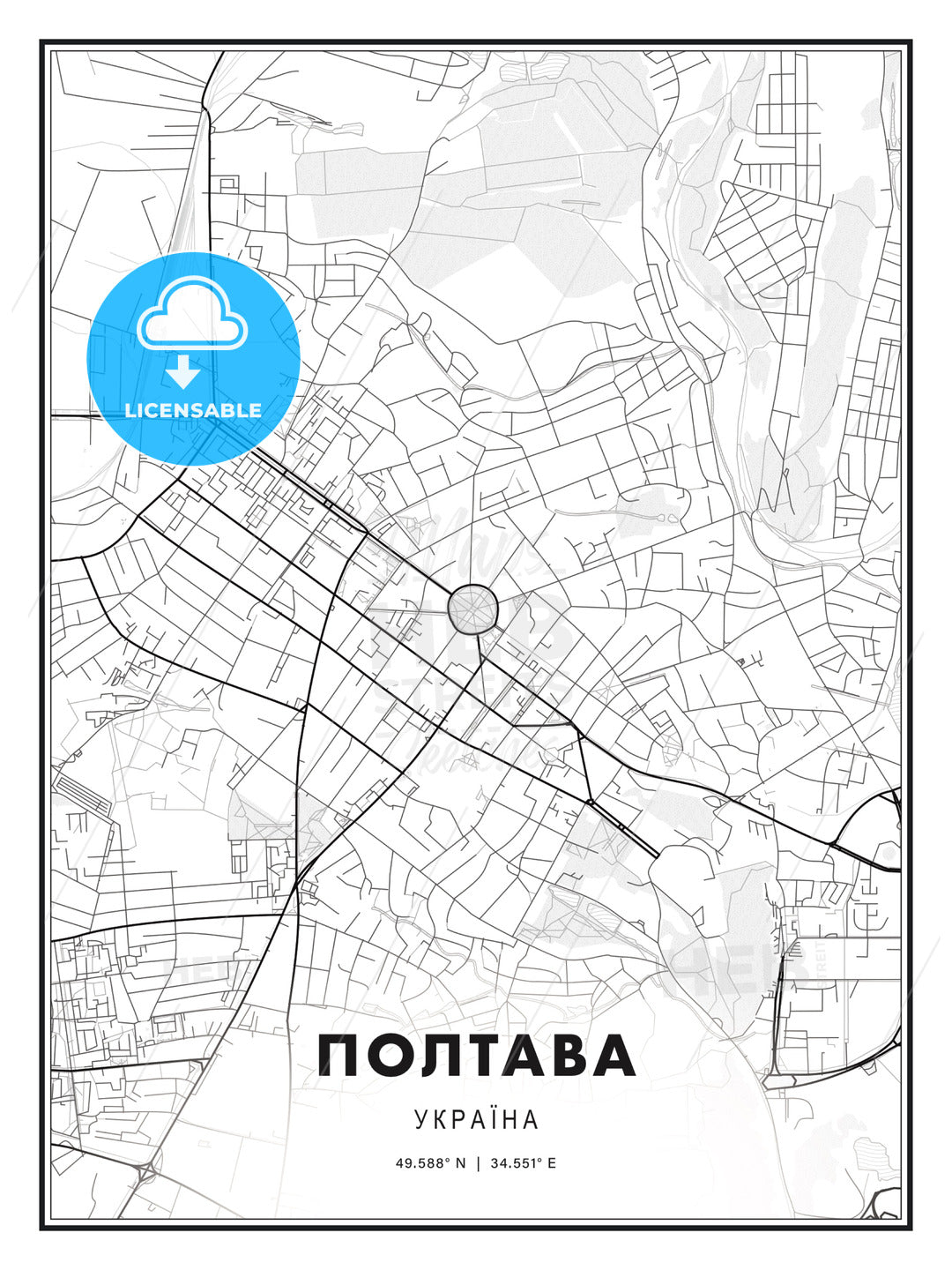 ПОЛТАВА / Poltava, Ukraine, Modern Print Template in Various Formats - HEBSTREITS Sketches