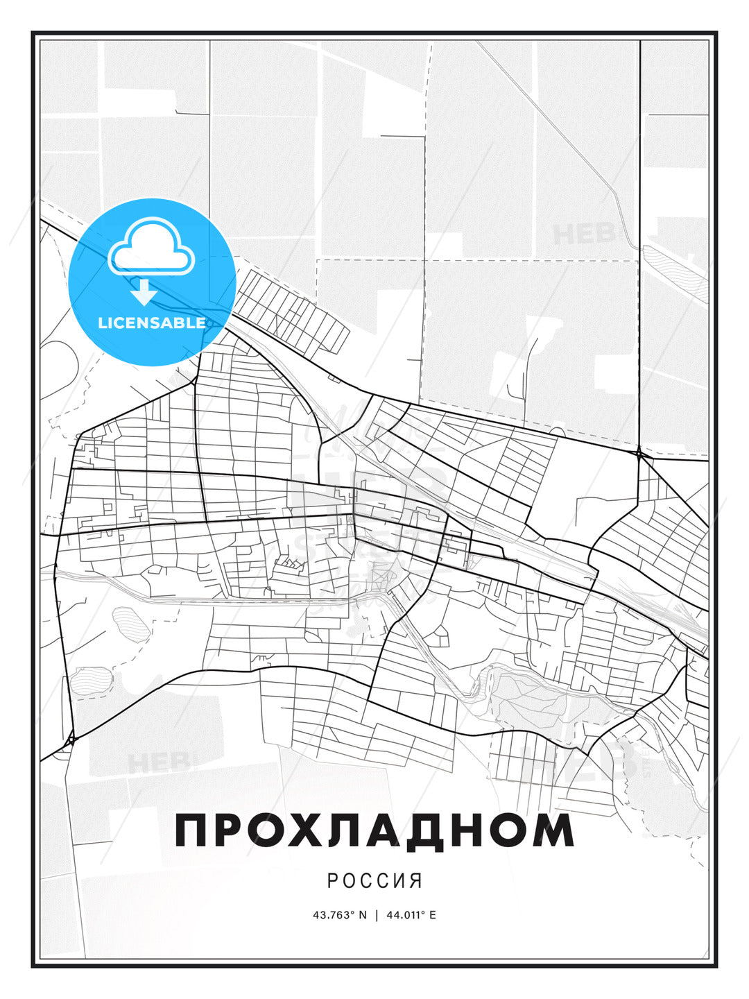 ПРОХЛАДНОМ / Prokhladny, Russia, Modern Print Template in Various Formats - HEBSTREITS Sketches
