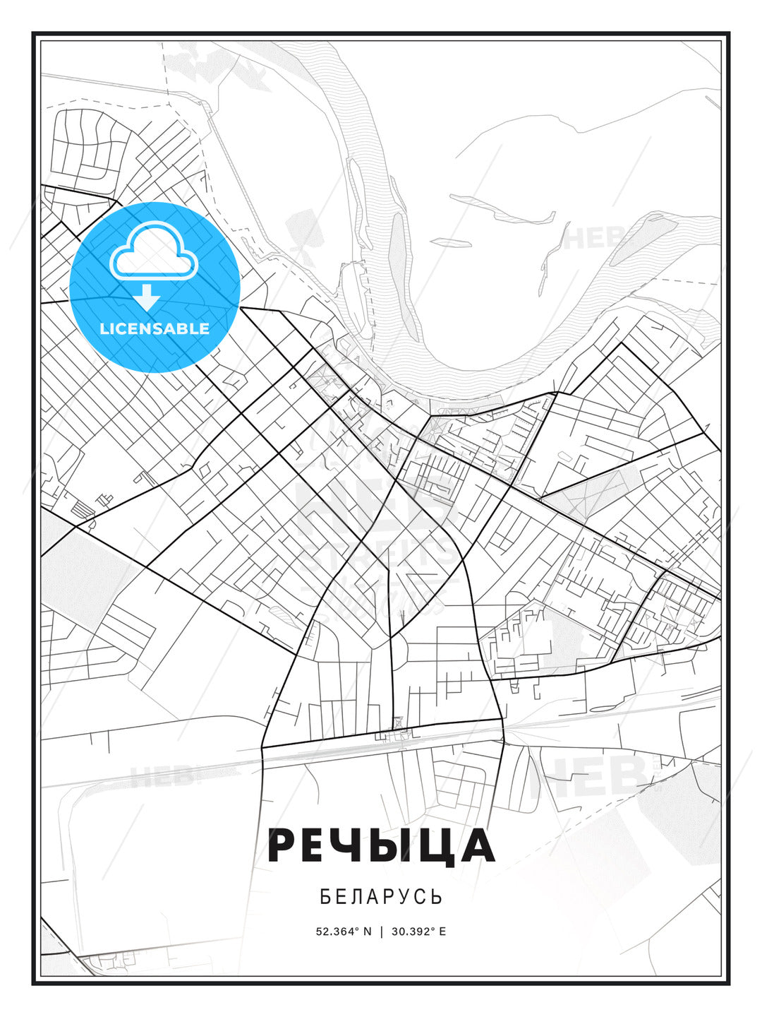 РЕЧЫЦА / Rechytsa, Belarus, Modern Print Template in Various Formats - HEBSTREITS Sketches