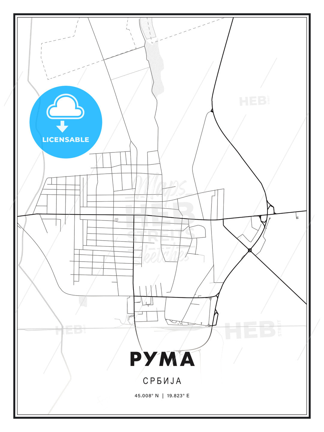 РУМА / Ruma, Serbia, Modern Print Template in Various Formats - HEBSTREITS Sketches