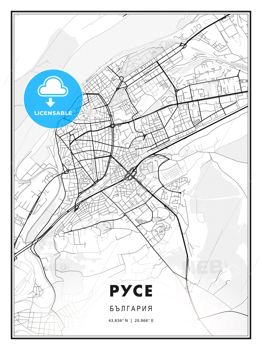 РУСЕ / Ruse, Bulgaria, Modern Print Template in Various Formats - HEBSTREITS Sketches