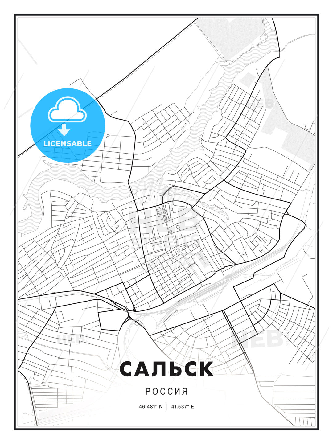 САЛЬСК / Salsk, Russia, Modern Print Template in Various Formats - HEBSTREITS Sketches