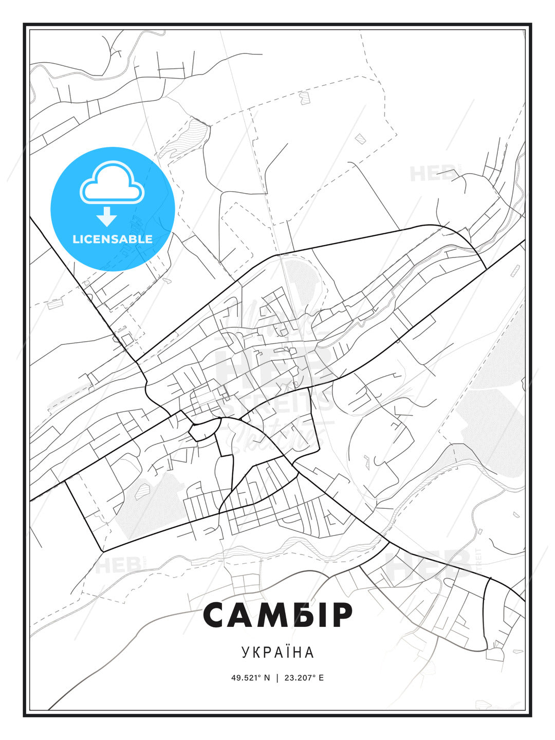 САМБІР / Sambir, Ukraine, Modern Print Template in Various Formats - HEBSTREITS Sketches