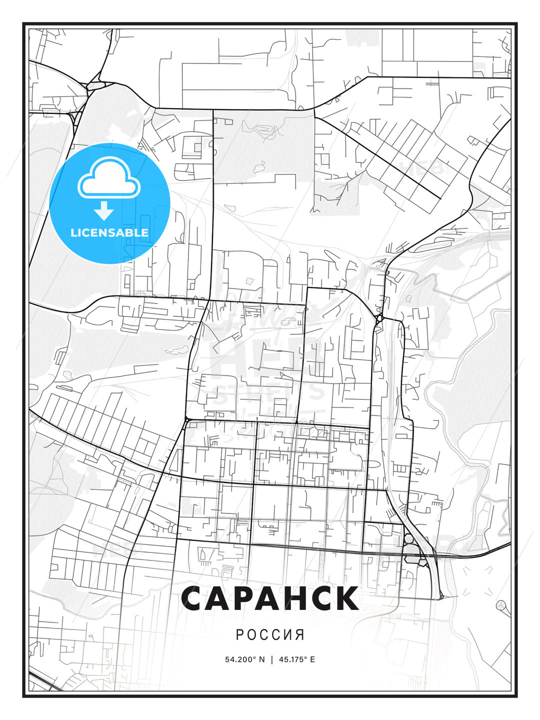 САРАНСК / Saransk, Russia, Modern Print Template in Various Formats - HEBSTREITS Sketches