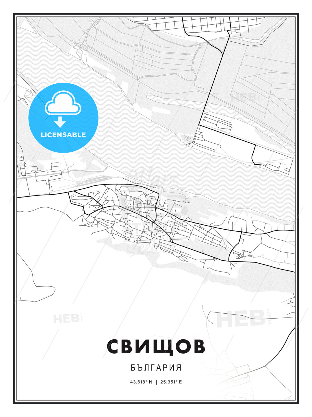 СВИЩОВ / Svishtov, Bulgaria, Modern Print Template in Various Formats - HEBSTREITS Sketches