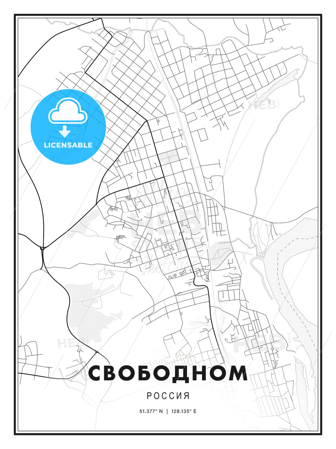 СВОБОДНОМ / Svobodny, Russia, Modern Print Template in Various Formats - HEBSTREITS Sketches