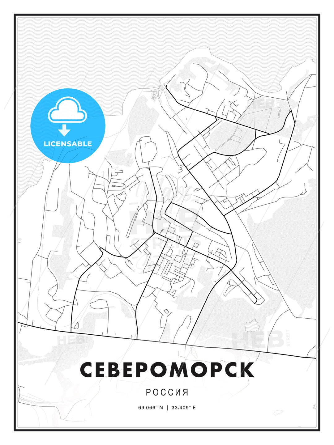 СЕВЕРОМОРСК / Severomorsk, Russia, Modern Print Template in Various Formats - HEBSTREITS Sketches