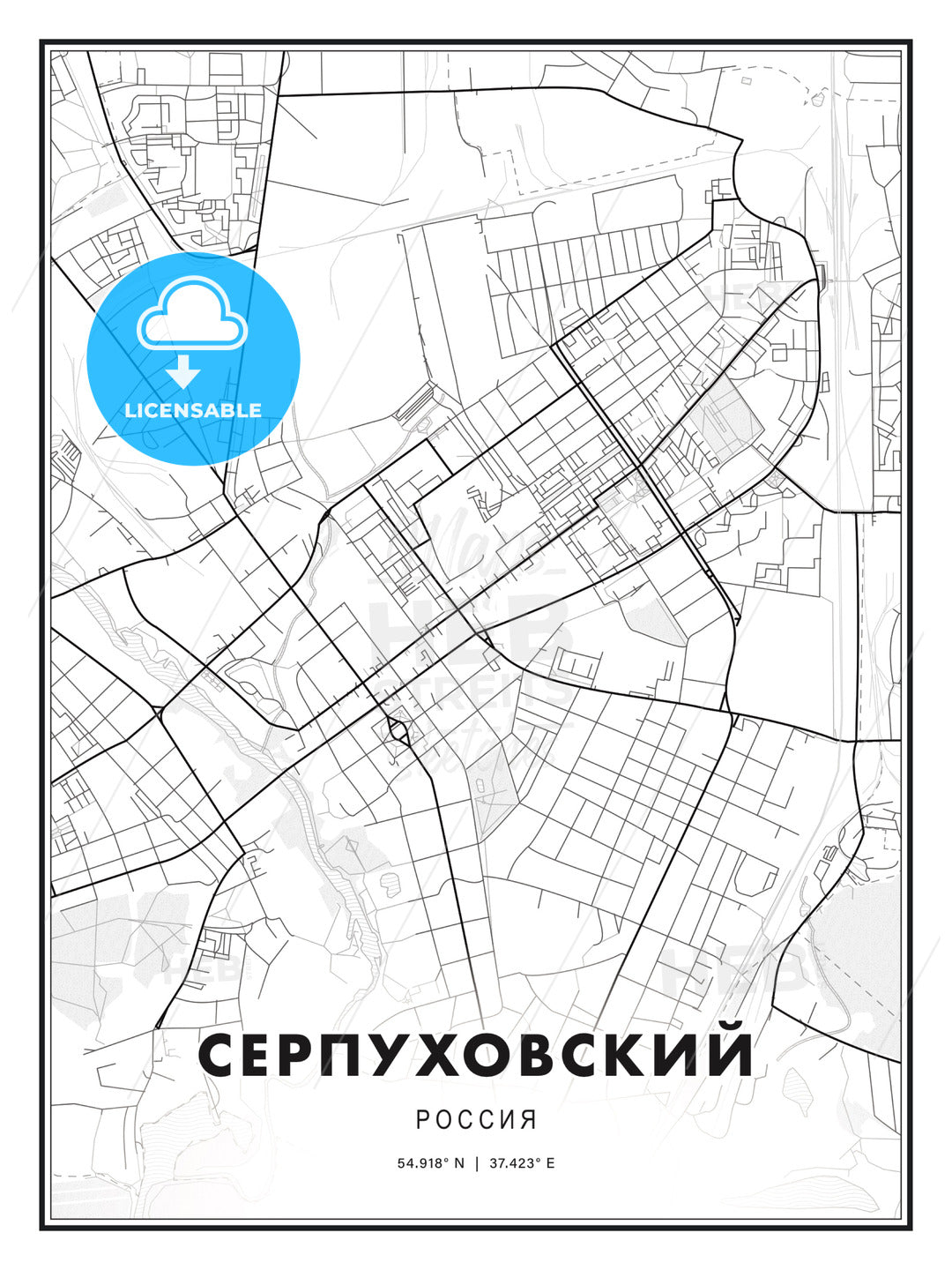 СЕРПУХОВСКИЙ / Serpukhov, Russia, Modern Print Template in Various Formats - HEBSTREITS Sketches
