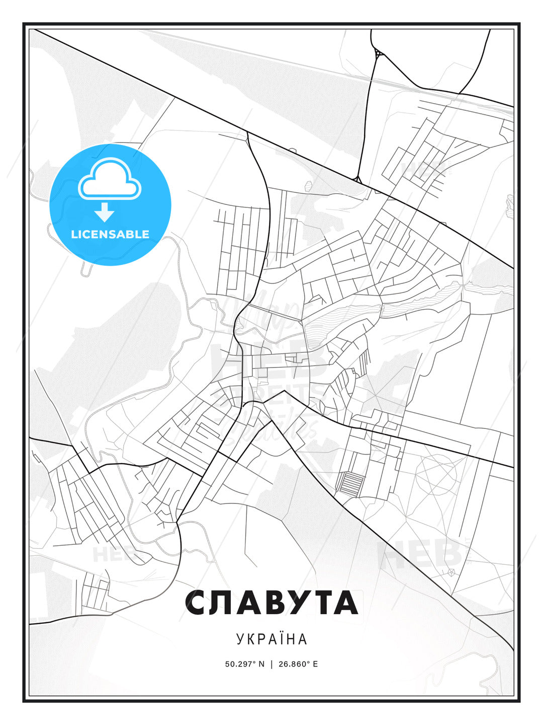 СЛАВУТА / Slavuta, Ukraine, Modern Print Template in Various Formats - HEBSTREITS Sketches