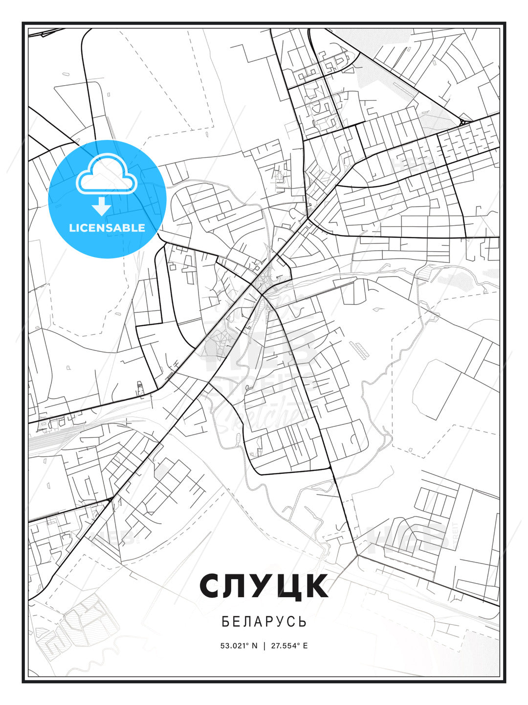 СЛУЦК / Slutsk, Belarus, Modern Print Template in Various Formats - HEBSTREITS Sketches