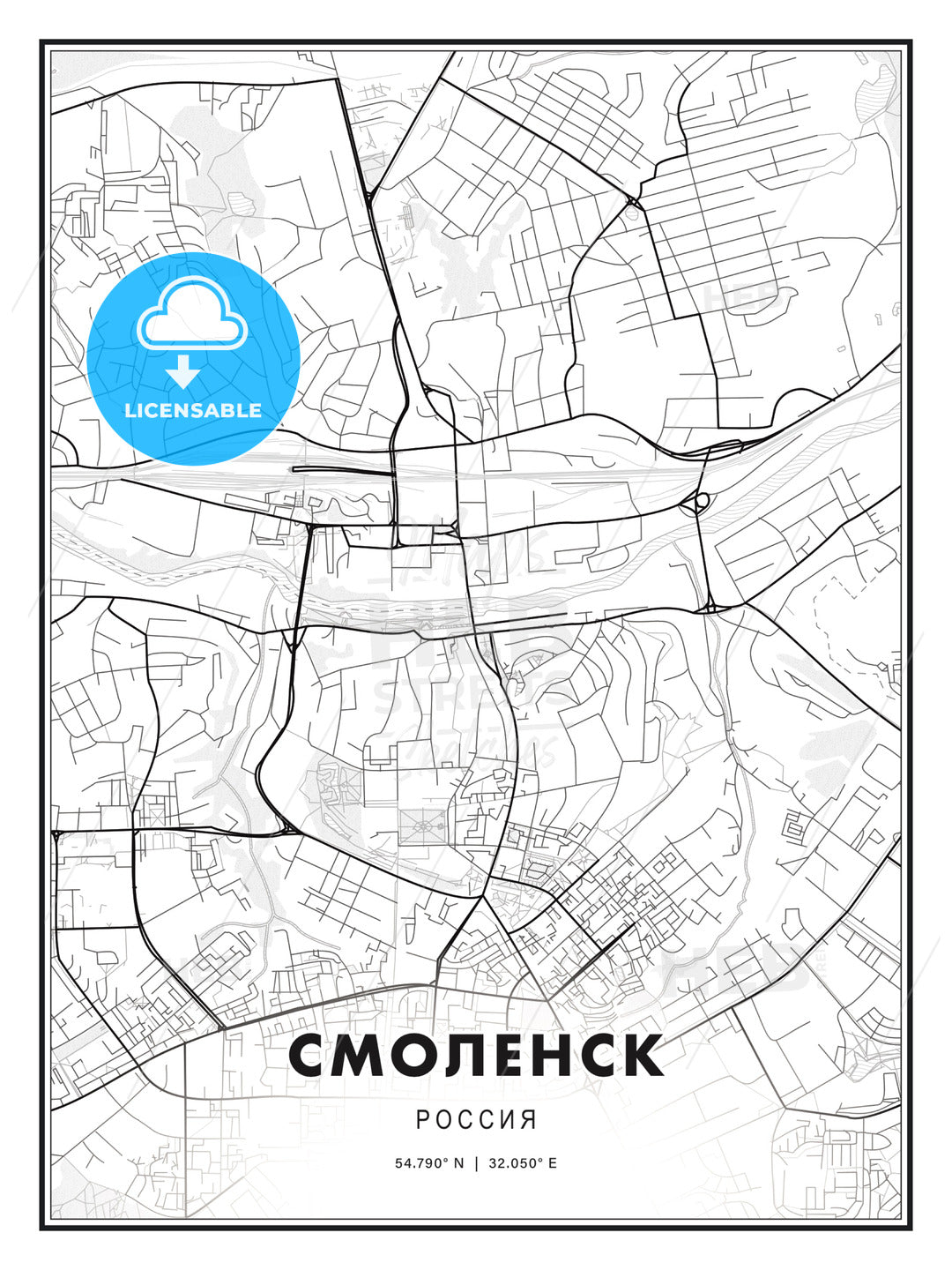 СМОЛЕНСК / Smolensk, Russia, Modern Print Template in Various Formats - HEBSTREITS Sketches