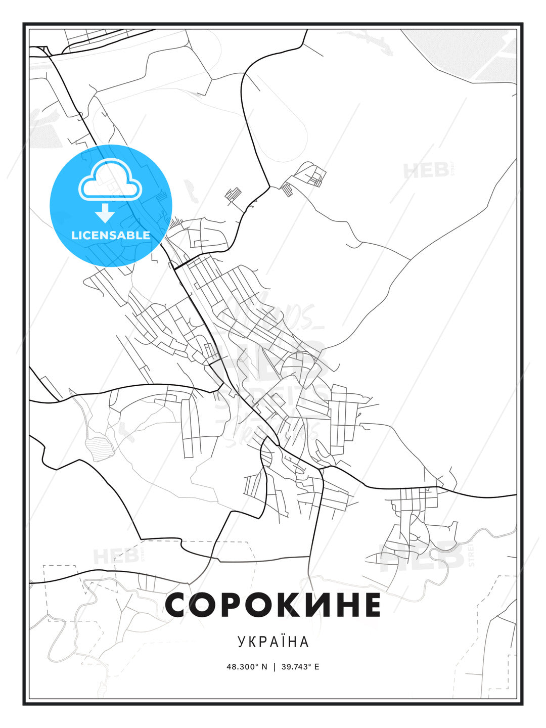 СОРОКИНЕ / Sorokyne, Ukraine, Modern Print Template in Various Formats - HEBSTREITS Sketches