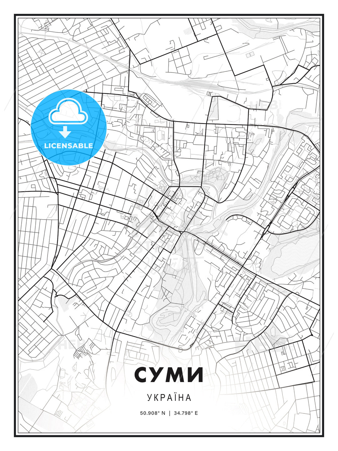 СУМИ / Sumy, Ukraine, Modern Print Template in Various Formats - HEBSTREITS Sketches