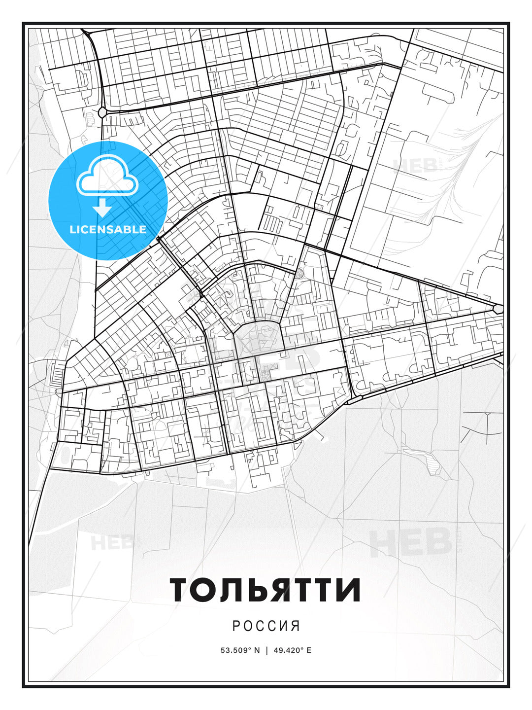 ТОЛЬЯТТИ / Tolyatti, Russia, Modern Print Template in Various Formats - HEBSTREITS Sketches