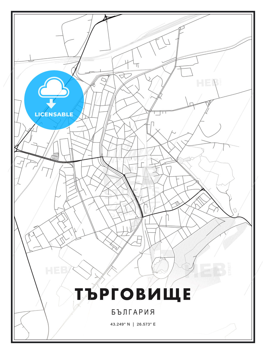 ТЪРГОВИЩЕ / Targovishte, Bulgaria, Modern Print Template in Various Formats - HEBSTREITS Sketches