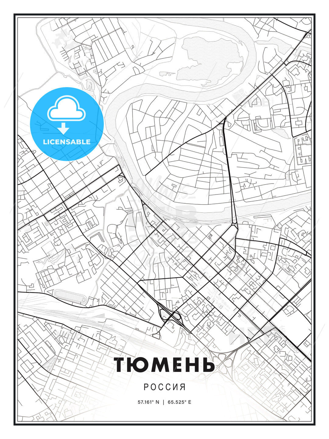 ТЮМЕНЬ / Tyumen, Russia, Modern Print Template in Various Formats - HEBSTREITS Sketches