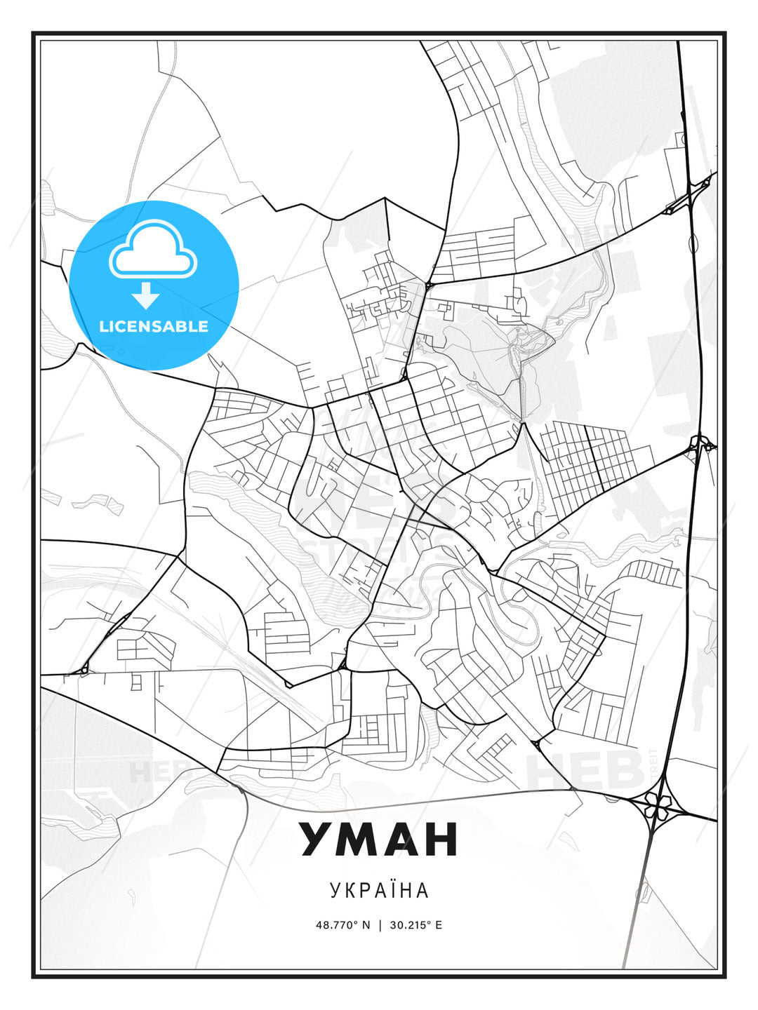 УМАН / Uman, Ukraine, Modern Print Template in Various Formats - HEBSTREITS Sketches