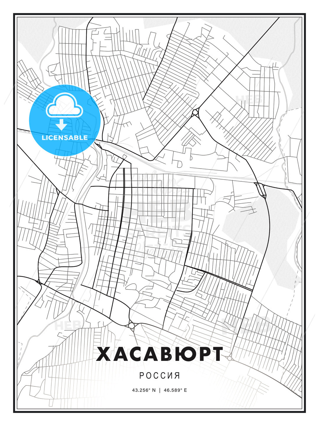 ХАСАВЮРТ / Khasavyurt, Russia, Modern Print Template in Various Formats - HEBSTREITS Sketches