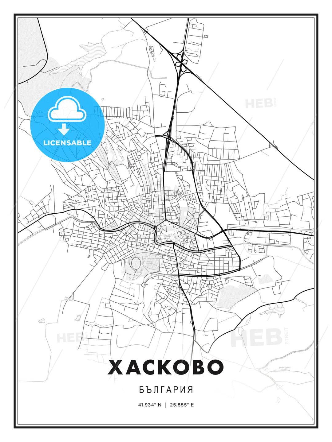 ХАСКОВО / Haskovo, Bulgaria, Modern Print Template in Various Formats - HEBSTREITS Sketches