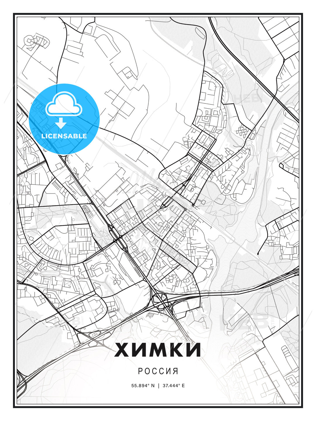 ХИМКИ / Khimki, Russia, Modern Print Template in Various Formats - HEBSTREITS Sketches