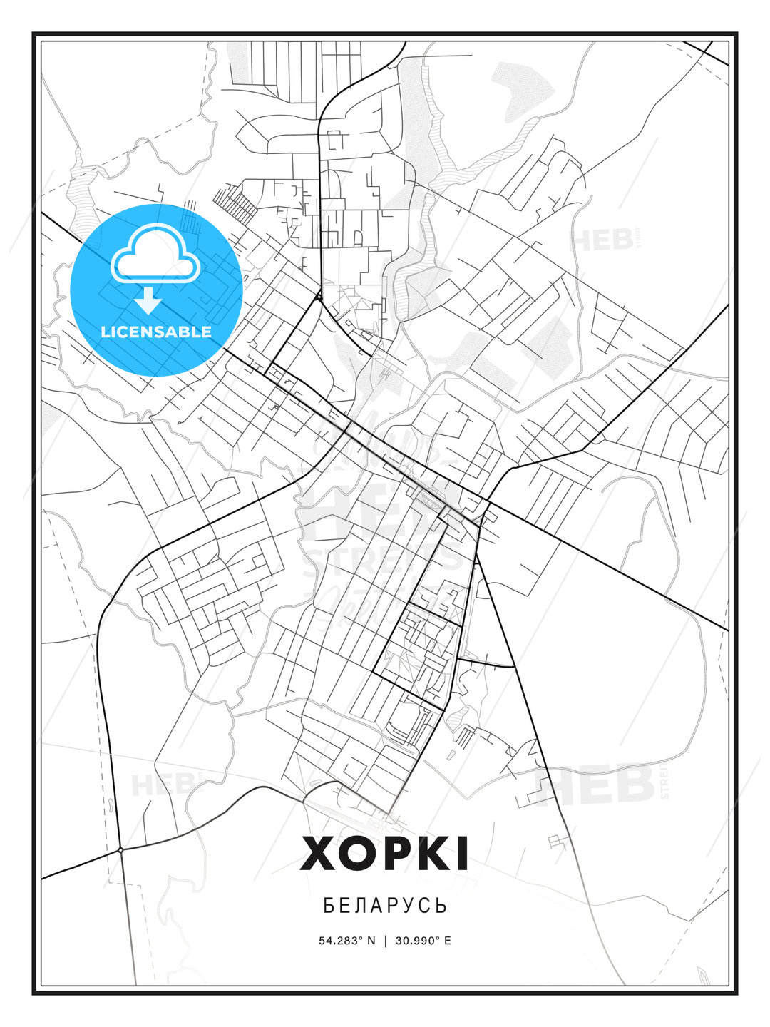 ХОРКІ / Horki, Belarus, Modern Print Template in Various Formats - HEBSTREITS Sketches