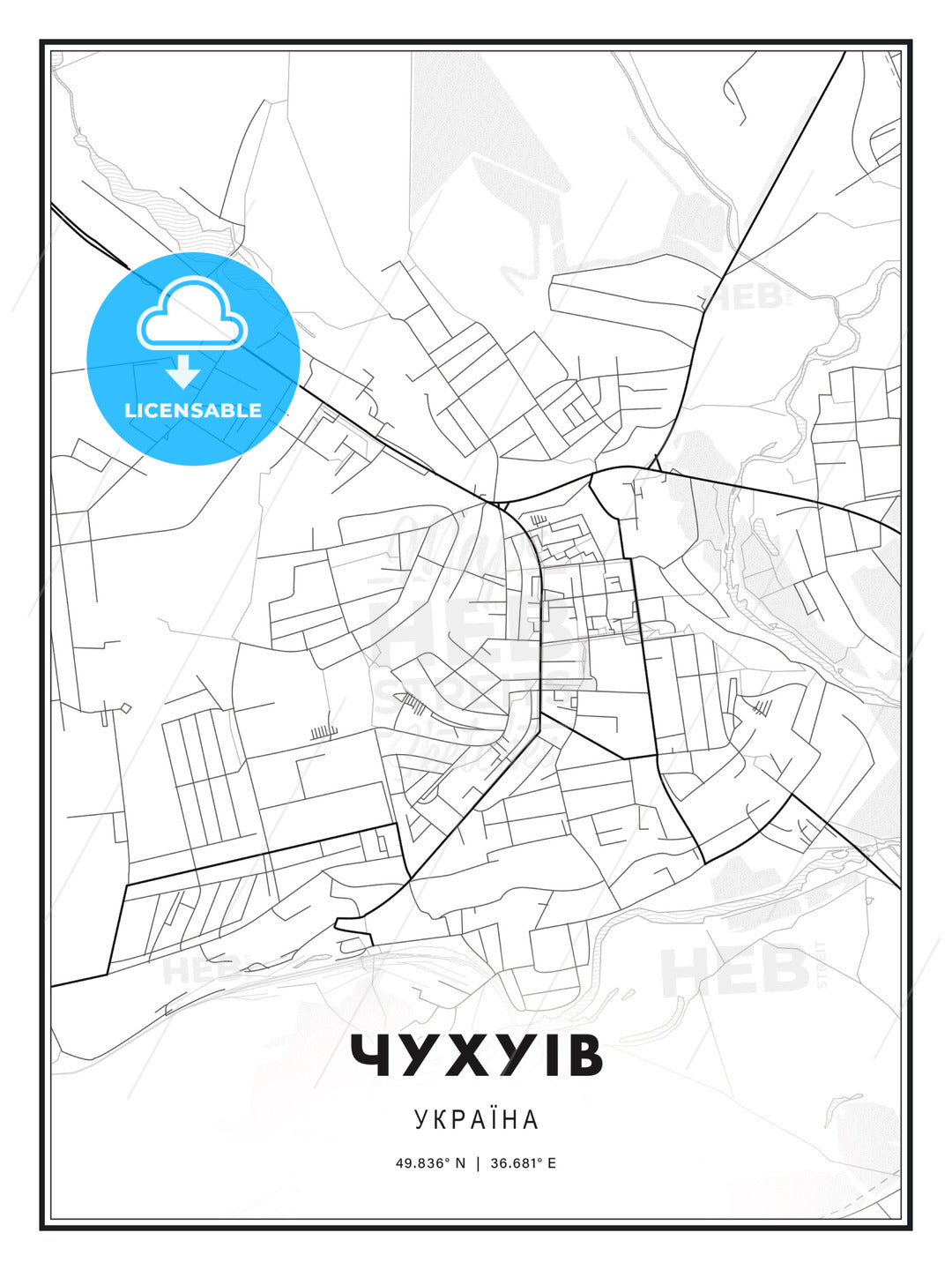 ЧУХУІВ / Chuhuiv, Ukraine, Modern Print Template in Various Formats - HEBSTREITS Sketches