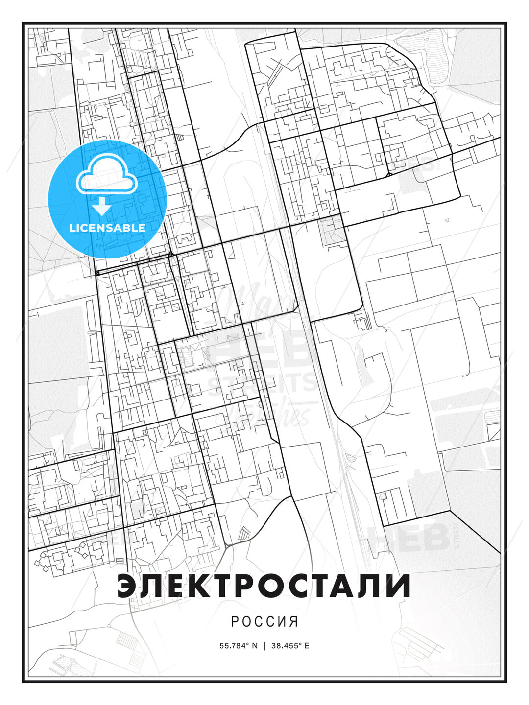 ЭЛЕКТРОСТАЛИ / Elektrostal, Russia, Modern Print Template in Various Formats - HEBSTREITS Sketches