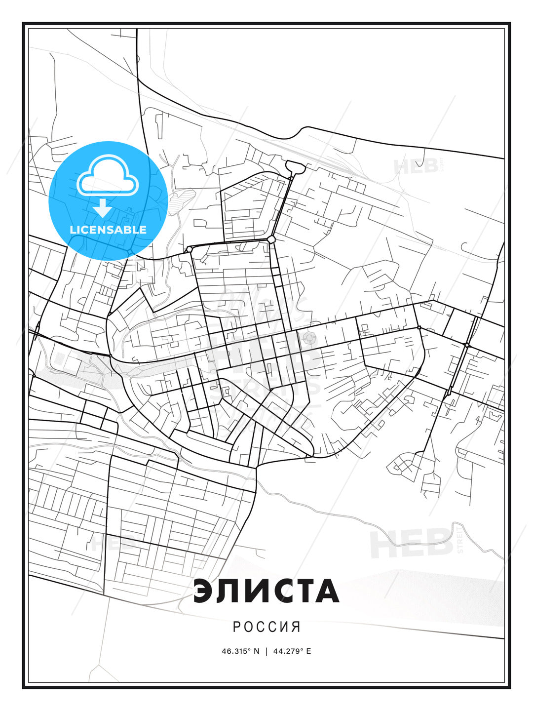 ЭЛИСТА / Elista, Russia, Modern Print Template in Various Formats - HEBSTREITS Sketches