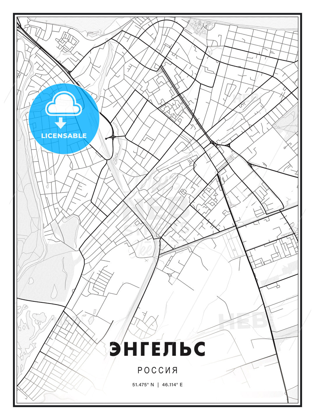 ЭНГЕЛЬС / Engels, Russia, Modern Print Template in Various Formats - HEBSTREITS Sketches