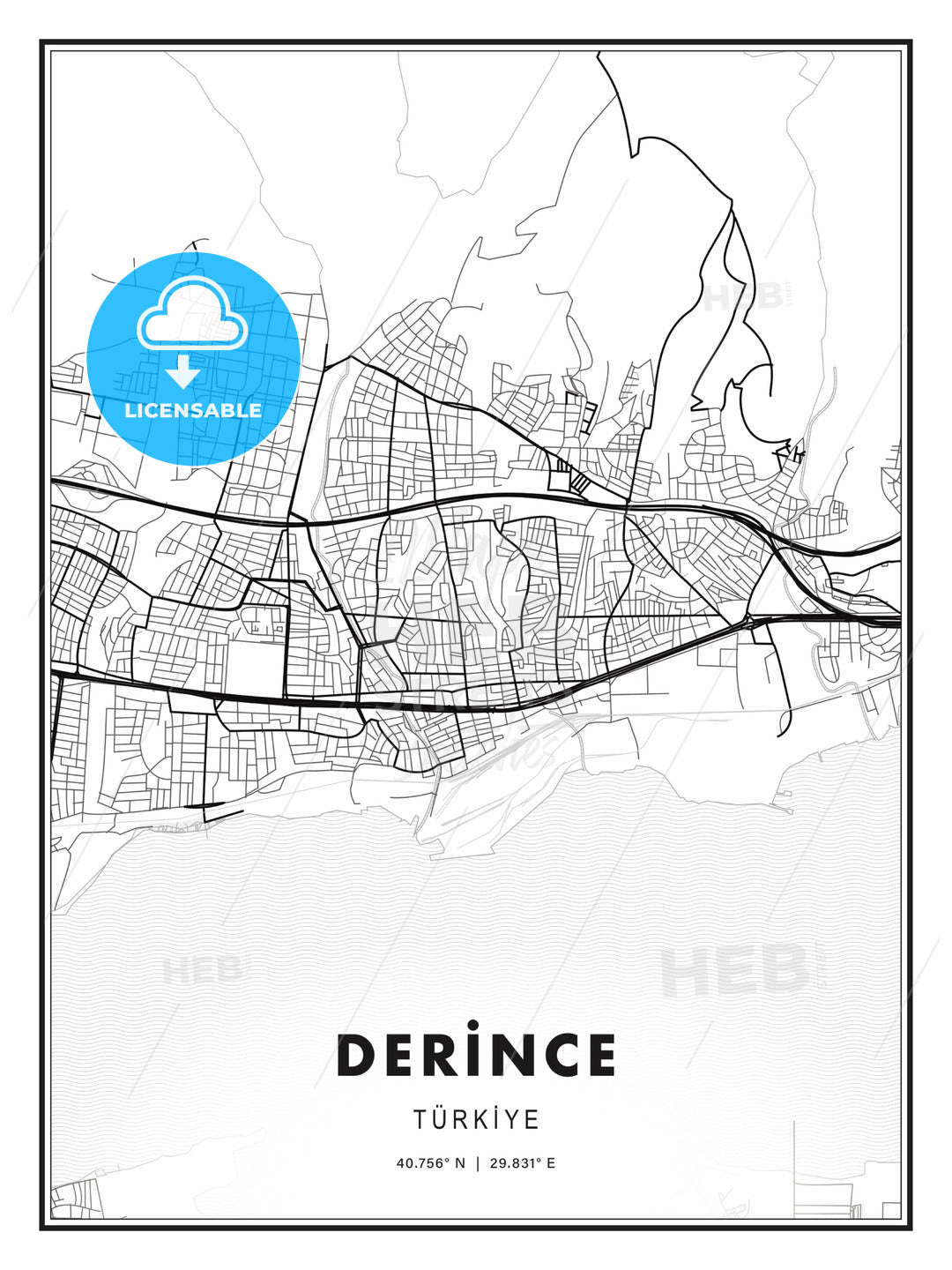 DERİNCE / Derince, Turkey, Modern Print Template in Various Formats - HEBSTREITS Sketches