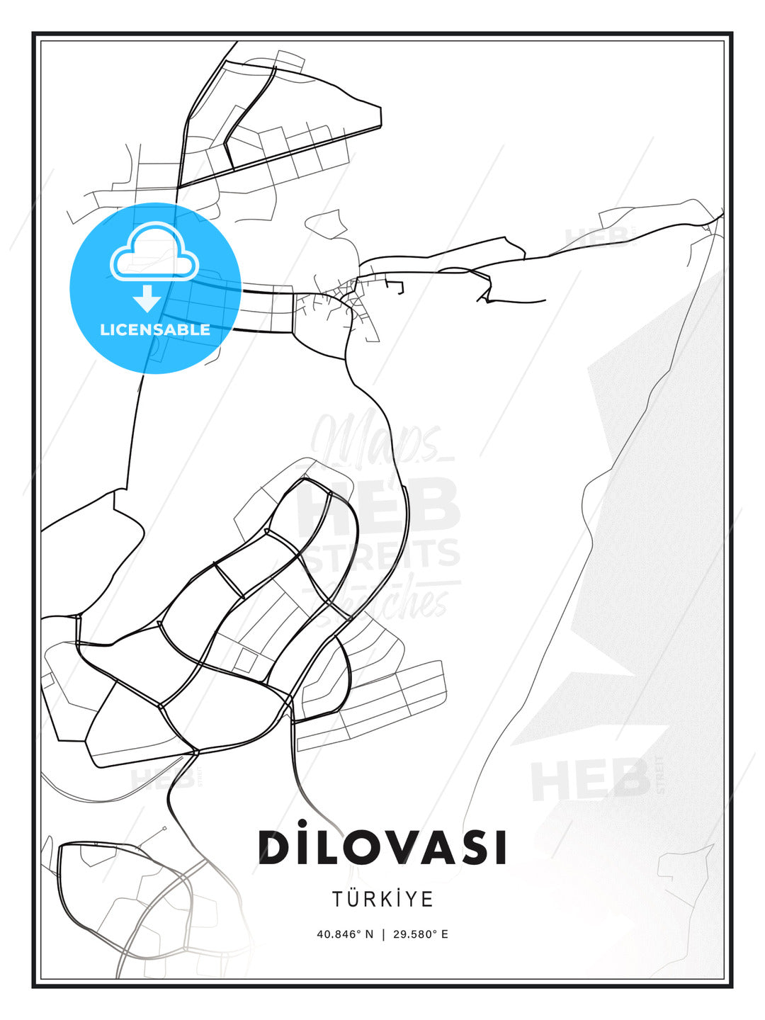 DİLOVASI / Dilovası, Turkey, Modern Print Template in Various Formats - HEBSTREITS Sketches