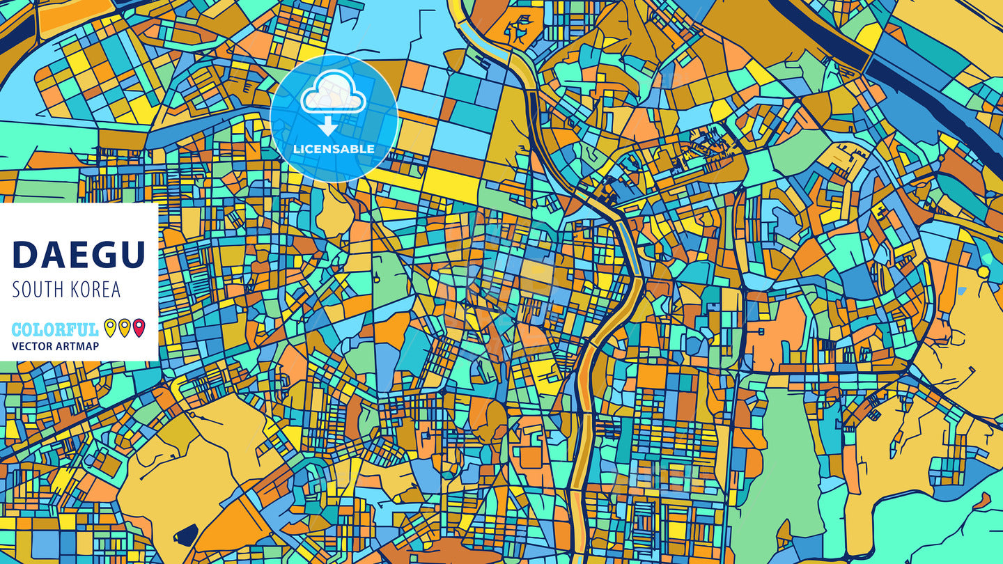 Daegu, Korea, South, Colorful Vector Artmap
