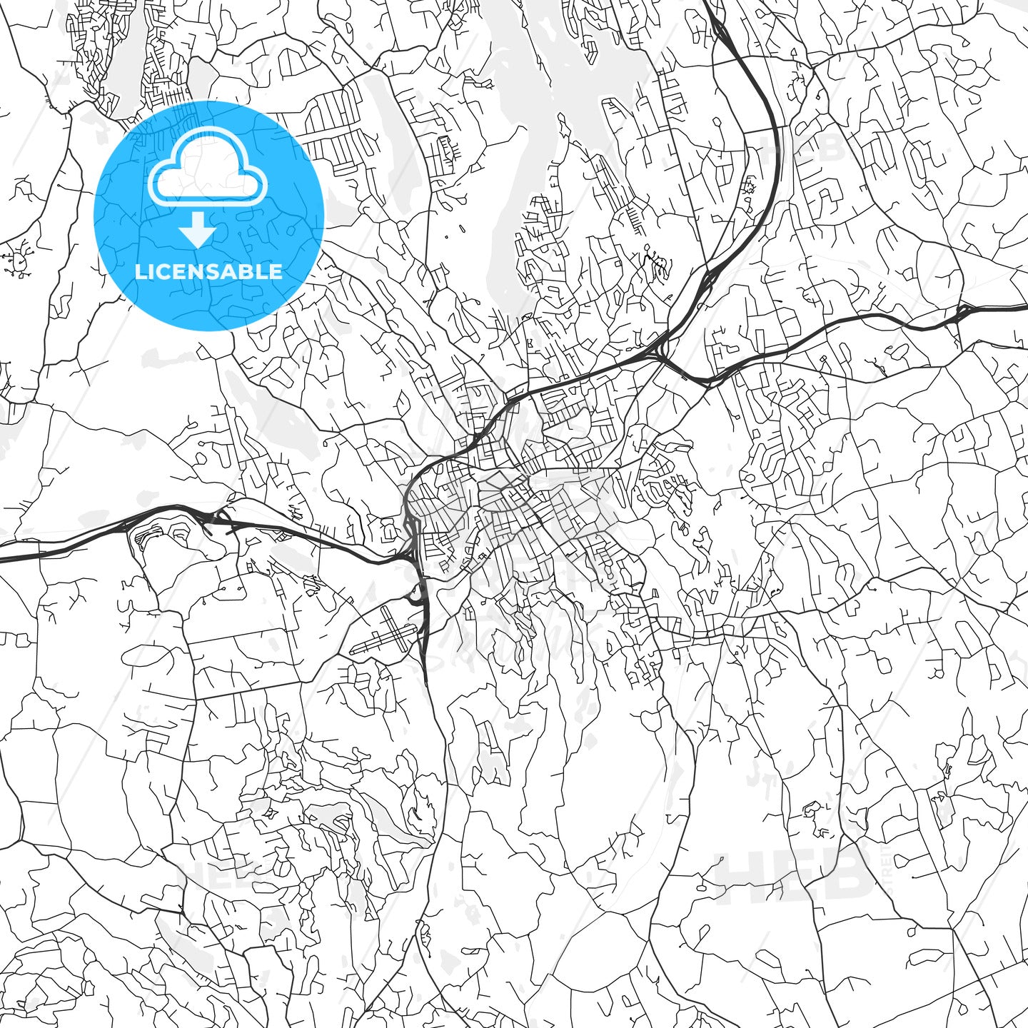 Danbury, Connecticut - Area Map - Light
