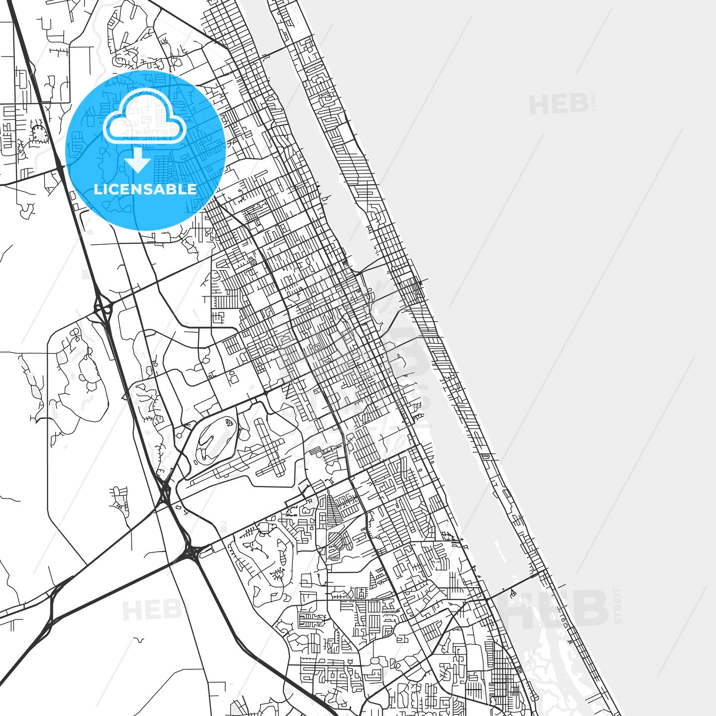 Daytona Beach, Florida - Area Map - Light