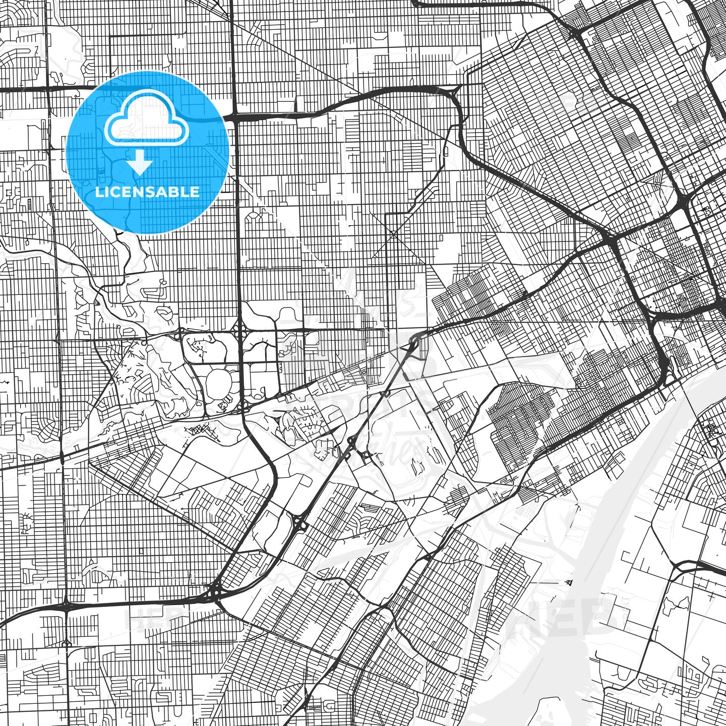 Dearborn, Michigan - Area Map - Light