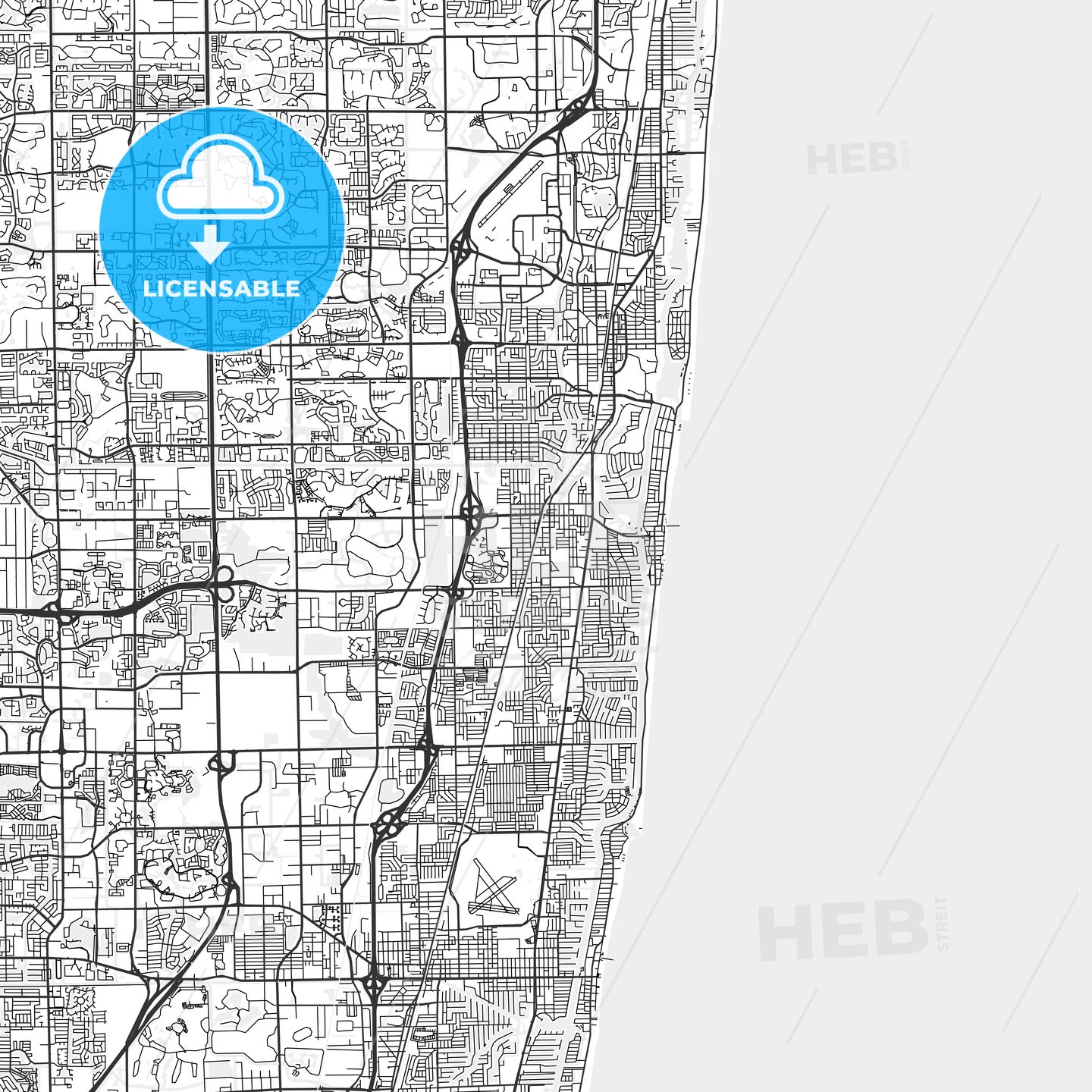 Deerfield Beach, Florida - Area Map - Light