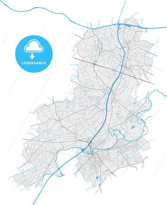 Deinze, East Flanders, Belgium, high quality vector map