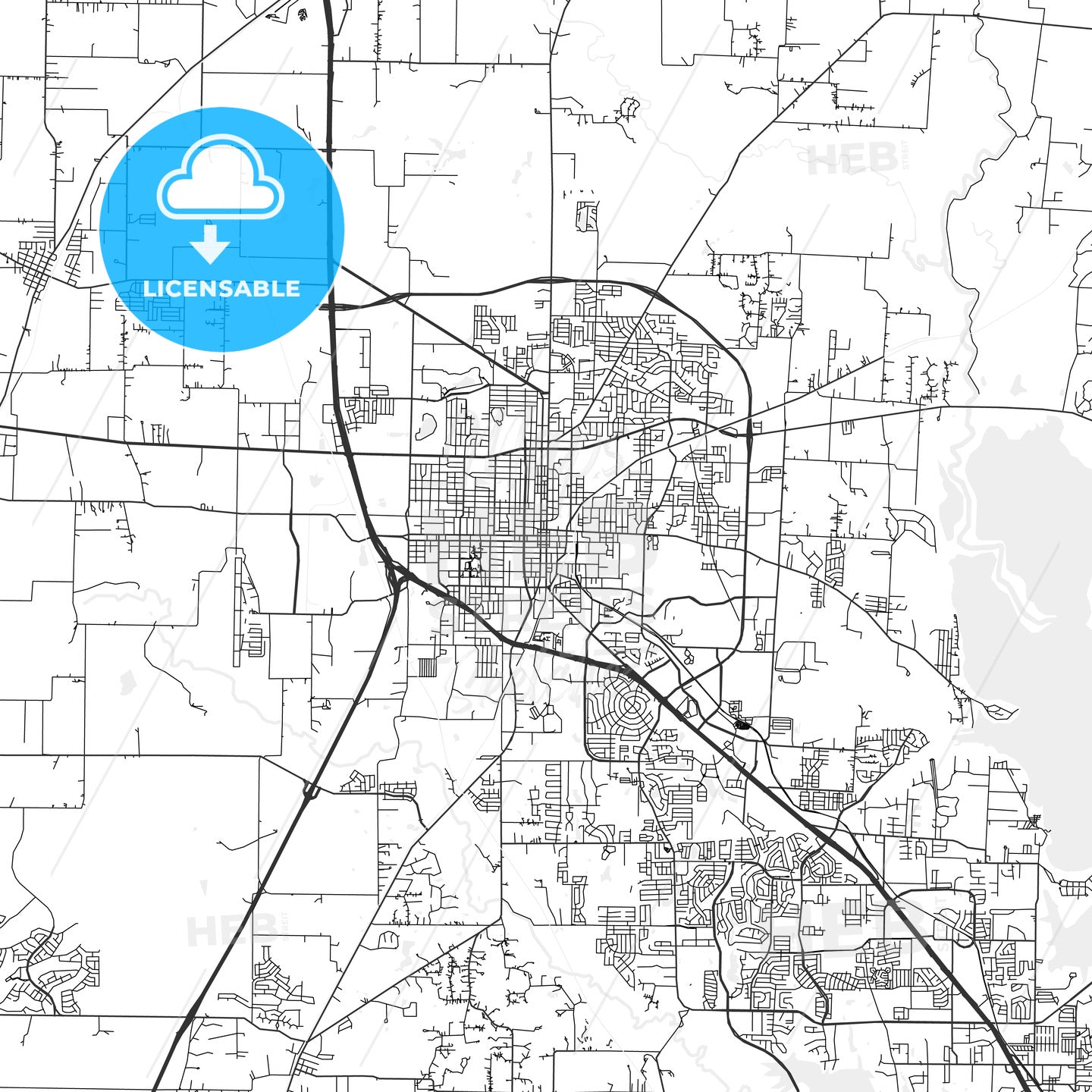 Denton, Texas - Area Map - Light