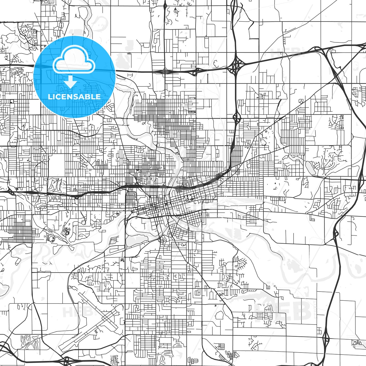 Des Moines, Iowa - Area Map - Light