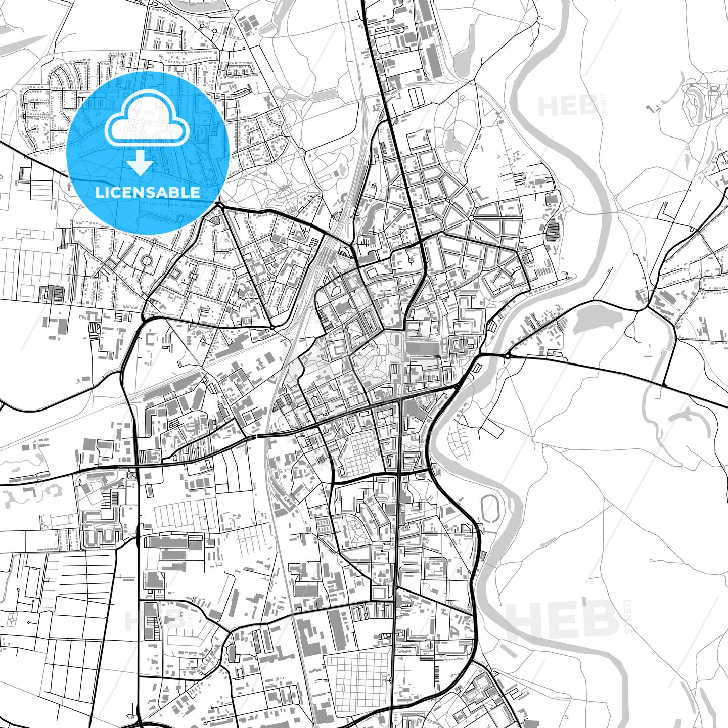 Dessau-Roßlau, Germany, vector map with buildings