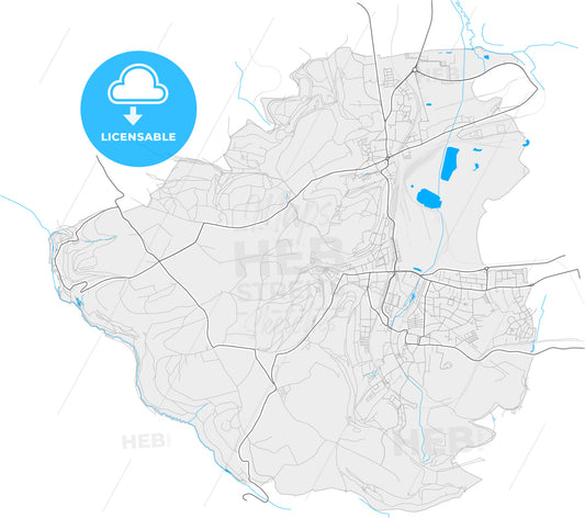 Differdange, Esch-sur-Alzette, Luxembourg, high quality vector map