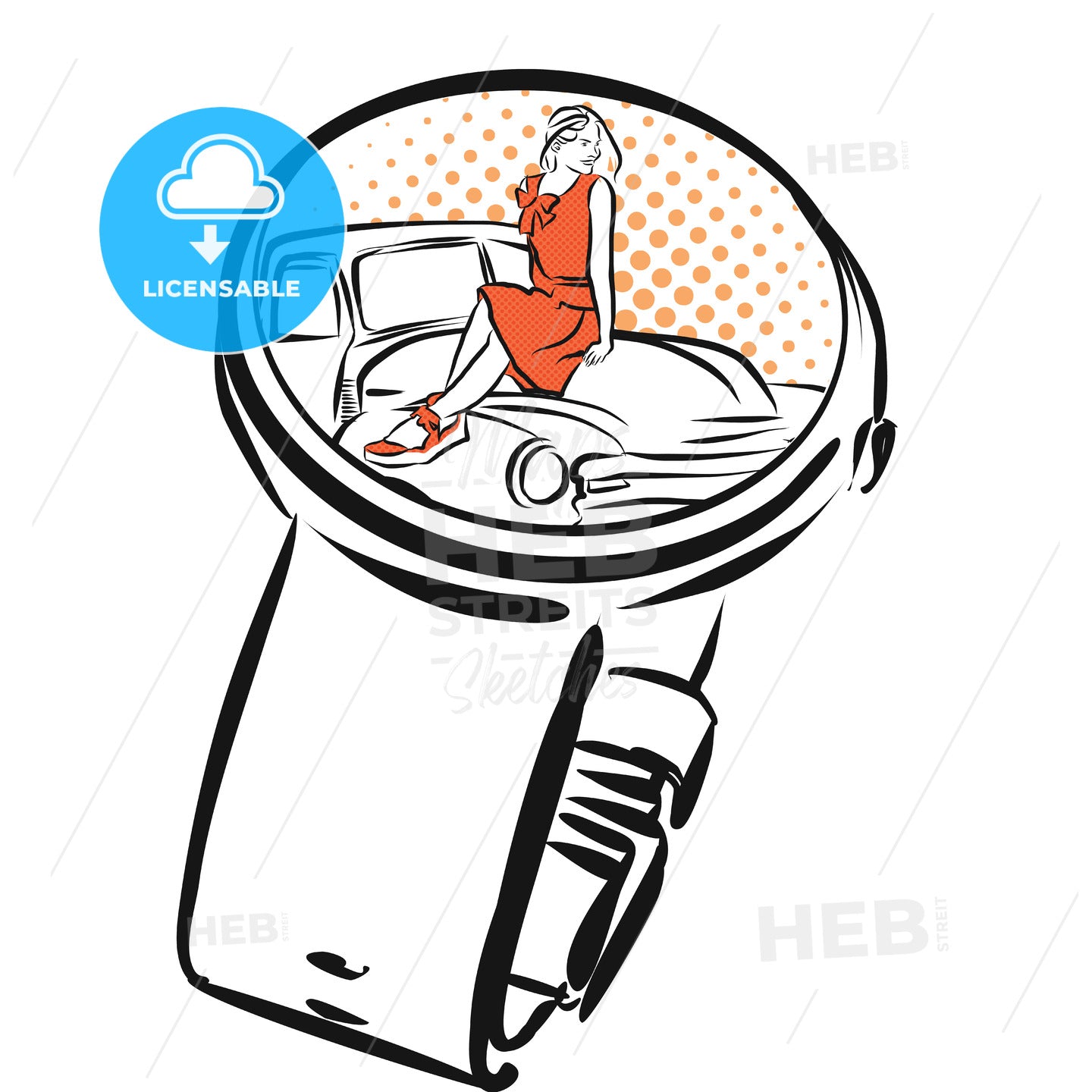 Digital Watch with dating App, Concept Sketch – instant download