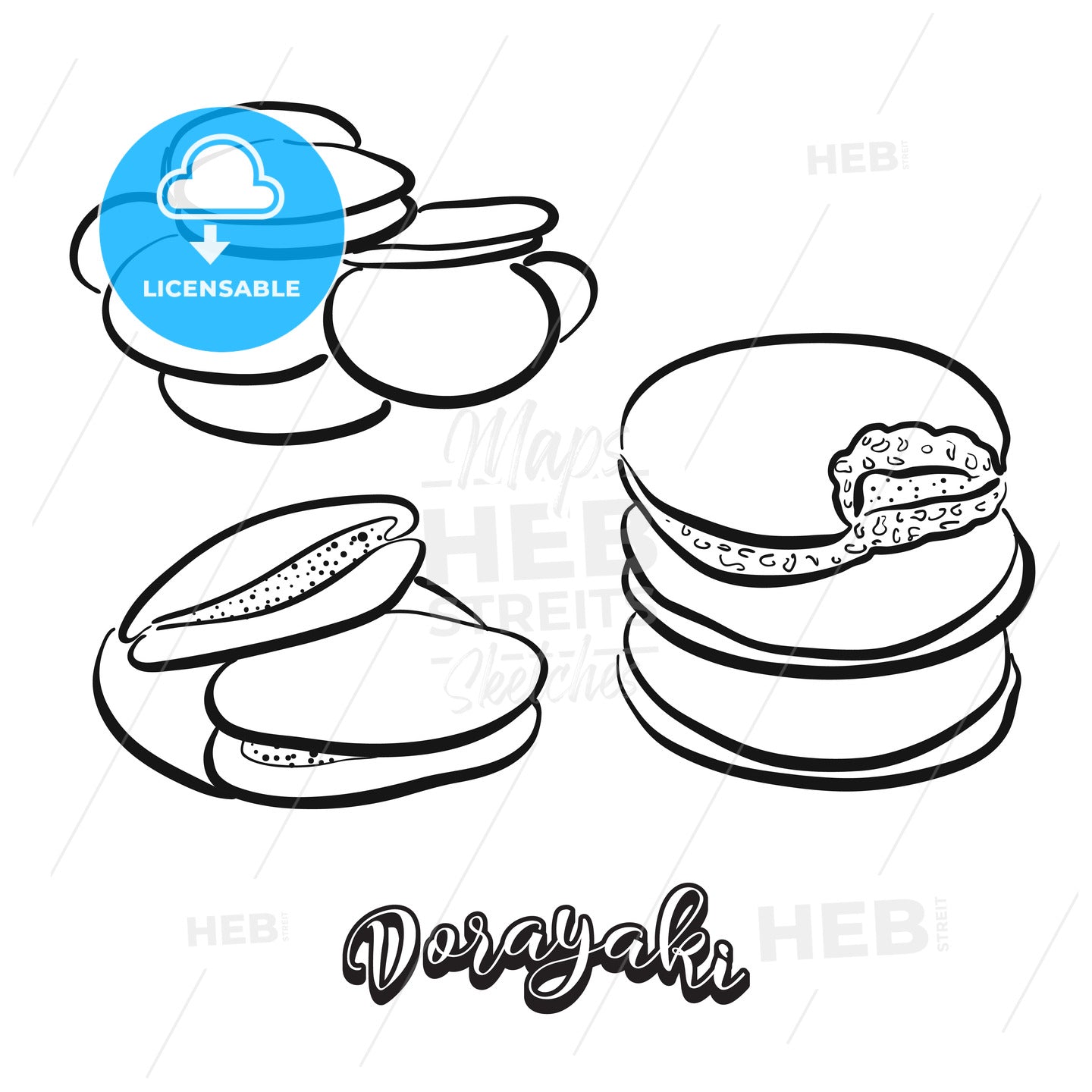 Dorayaki food sketch on chalkboard – instant download