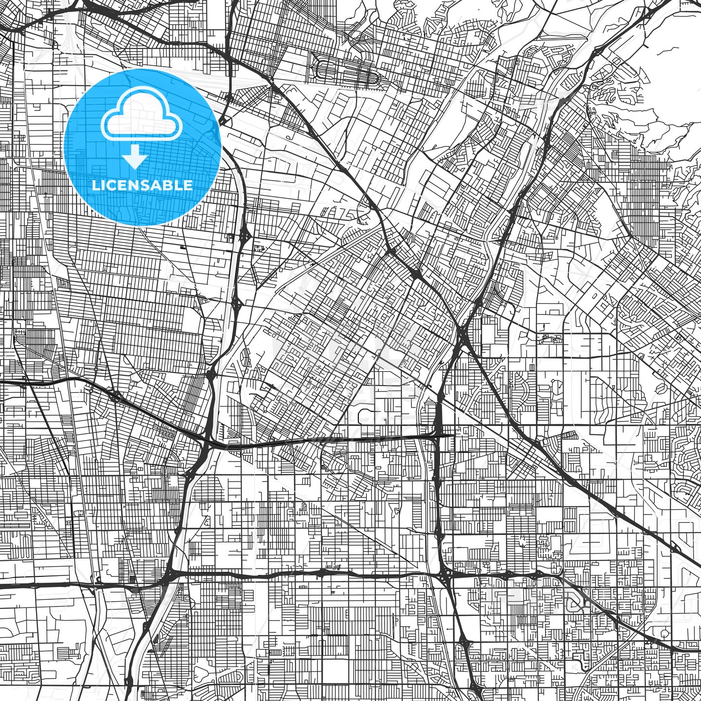 Downey, California - Area Map - Light