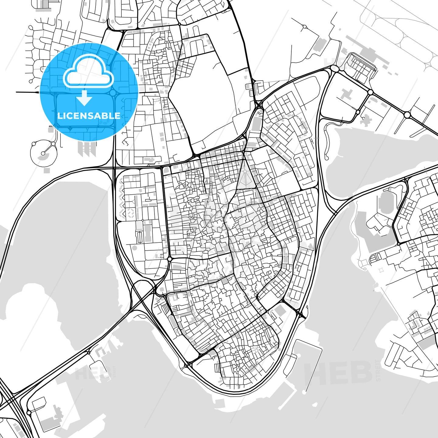 Downtown map of Al Muharraq, Muharraq, Bahrain