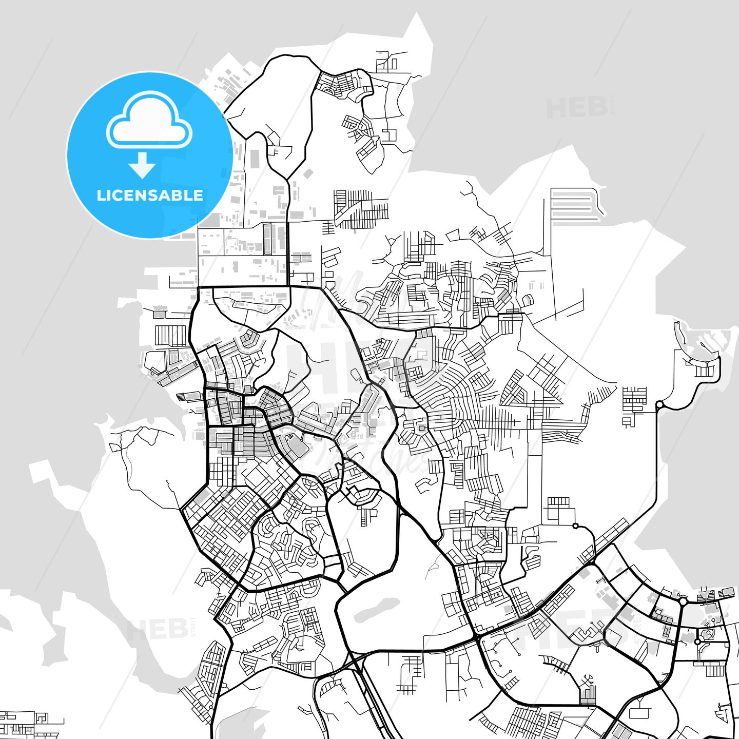 Downtown map of Batam, Riau Islands, Indonesia