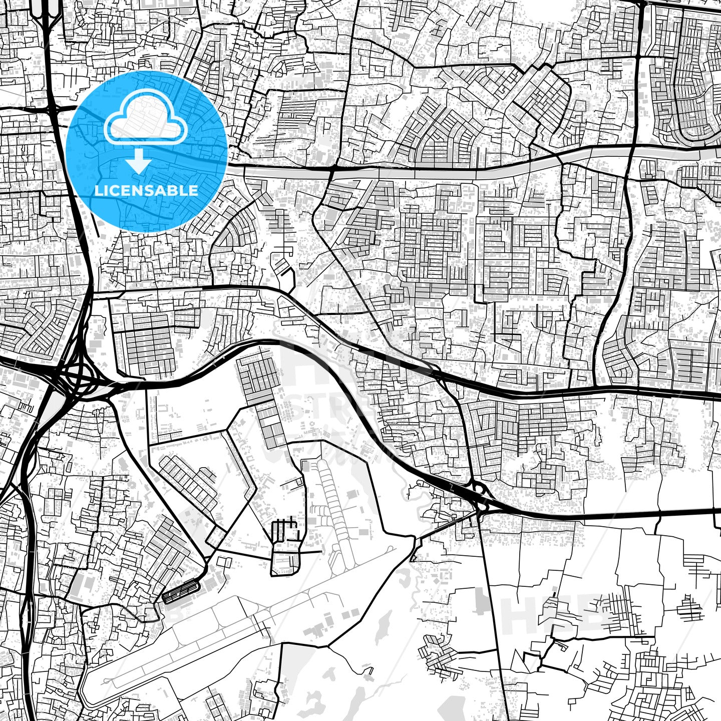 Downtown map of East Jakarta, Indonesia, Indonesia