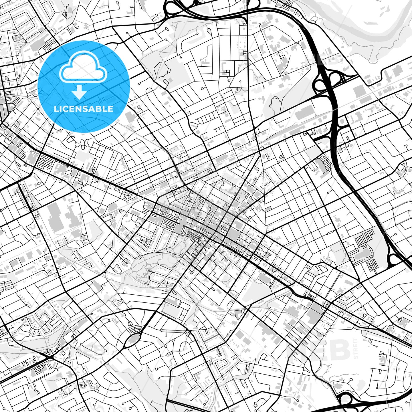 Downtown map of Kitchener, Canada