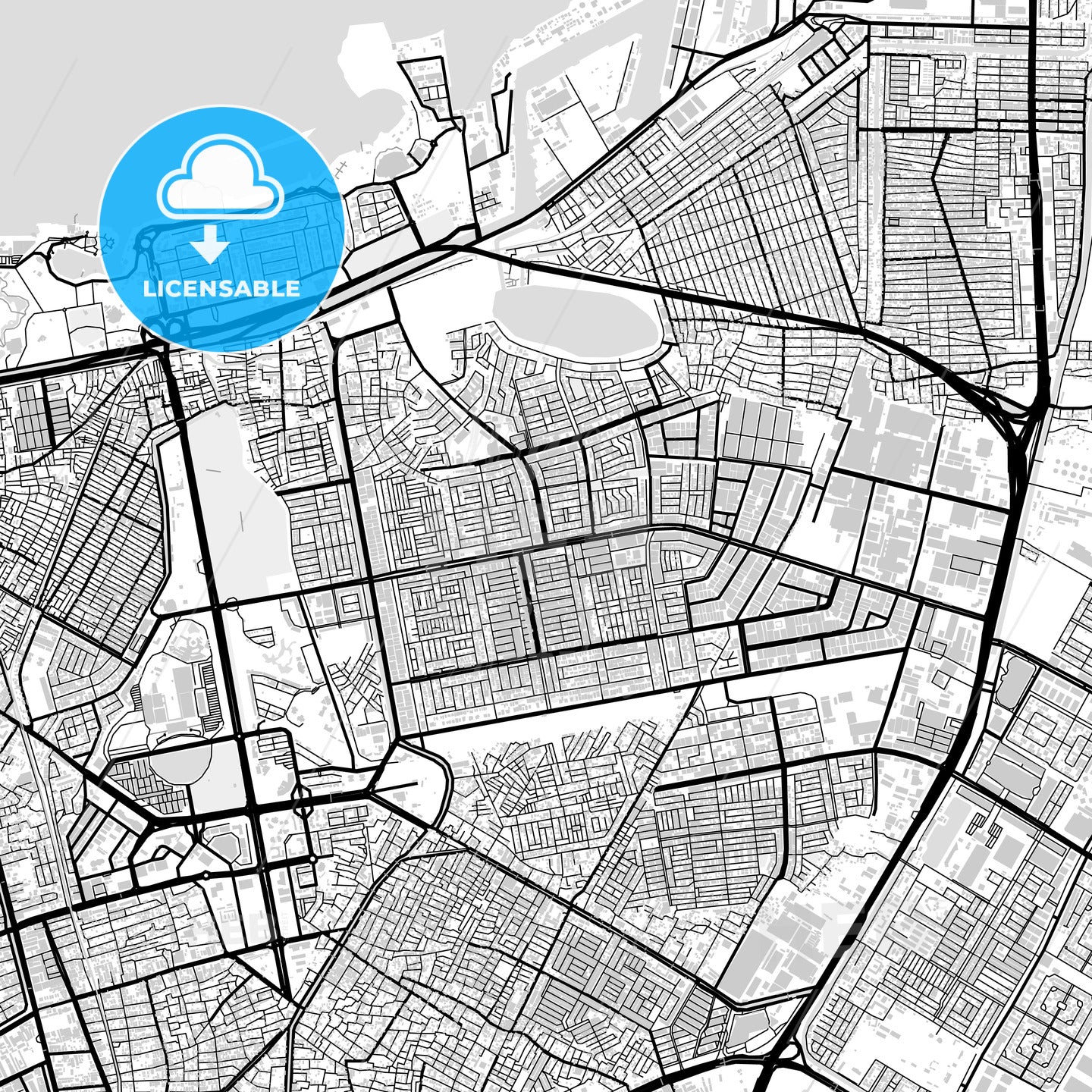 Downtown map of North Jakarta, Indonesia, Indonesia
