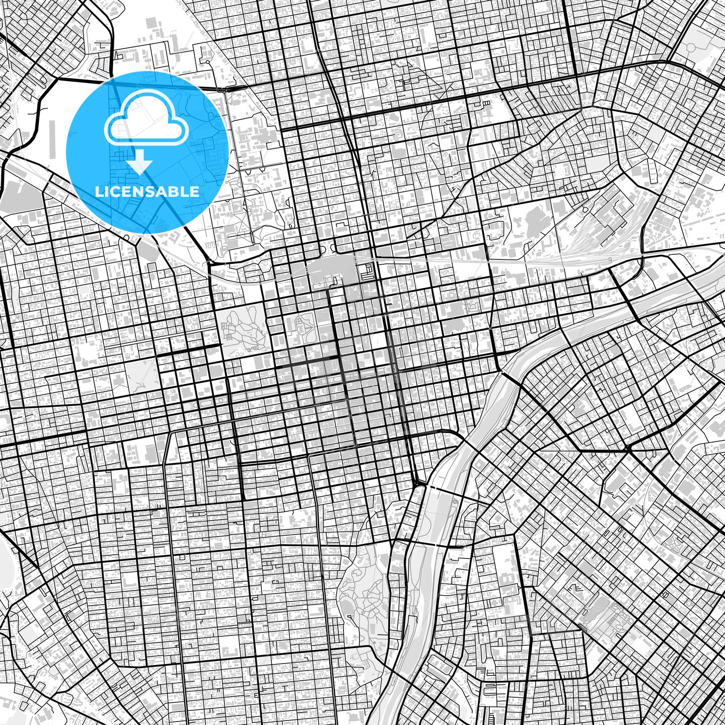 Downtown map of Sapporo, Japan (札幌市)